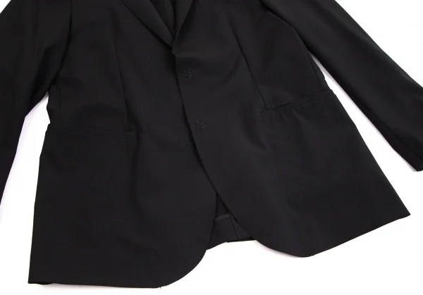 エンポリオアルマーニEMPORIO ARMANI ウール裁ち切りスナップボタンジャケット 黒50 K-104041_006