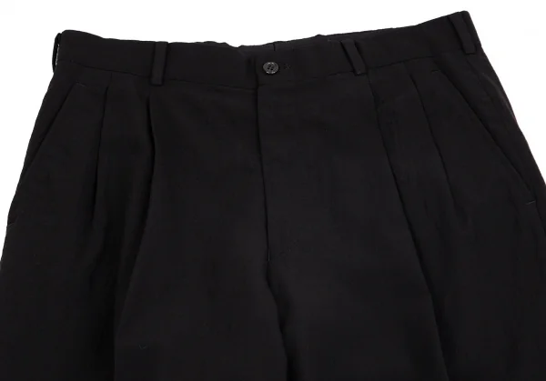 イッセイミヤケISSEY MIYAKEアイムプロダクト im product MEN ウールレーヨンツータックパンツ 黒80 K-104044_002
