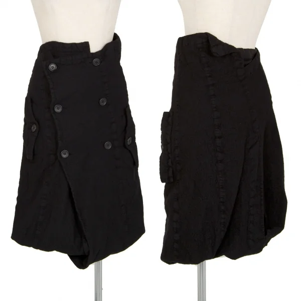ジュンヤワタナベ コムデギャルソンJUNYA WATANABE COMME des GARCONSウール縮絨ダブルコートデザインバルーンスカート 黒M K-104059_001