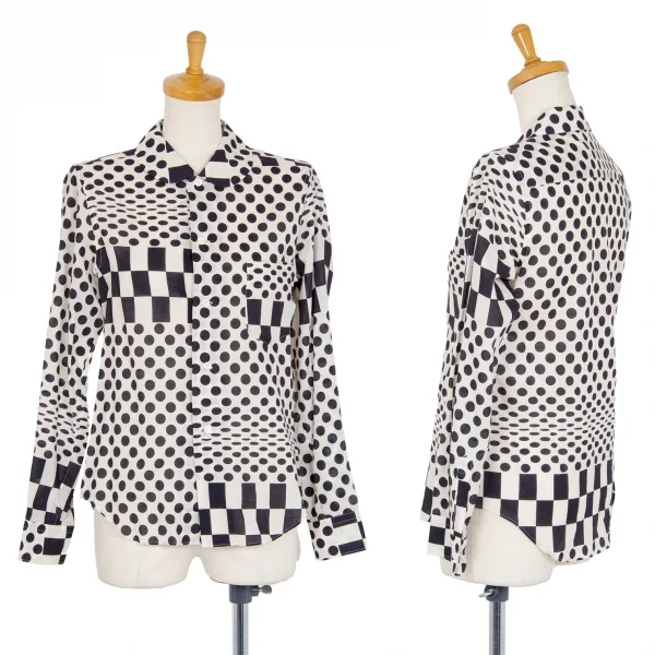 コムデギャルソンCOMME des GARCONSチェッカードットプリントラウンドカラー長袖シャツ
