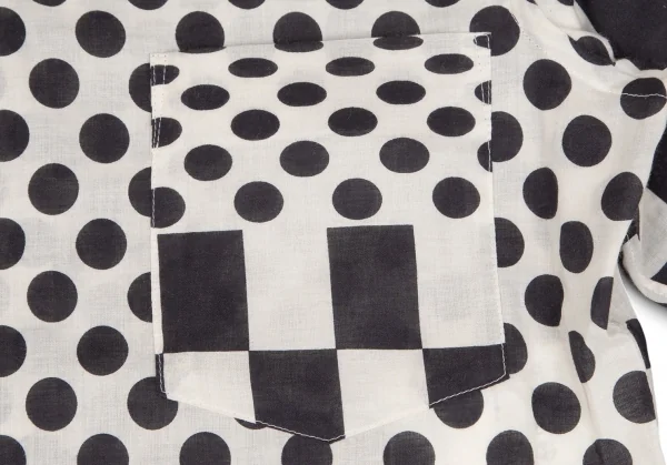 コムデギャルソンCOMME des GARCONSチェッカードットプリントラウンドカラー長袖シャツ 生成り黒M K-104061_010