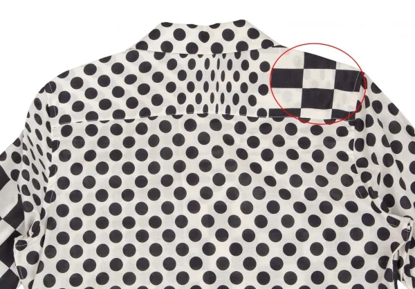 コムデギャルソンCOMME des GARCONSチェッカードットプリントラウンドカラー長袖シャツ 生成り黒M K-104061_014