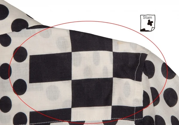 コムデギャルソンCOMME des GARCONSチェッカードットプリントラウンドカラー長袖シャツ 生成り黒M K-104061_015