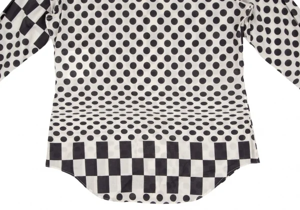 コムデギャルソンCOMME des GARCONSチェッカードットプリントラウンドカラー長袖シャツ 生成り黒M K-104061_016