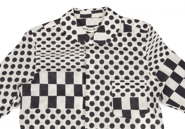 コムデギャルソンCOMME des GARCONSチェッカードットプリントラウンドカラー長袖シャツ 生成り黒M K-104061_003