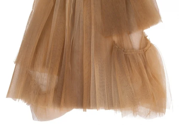 コムデギャルソンCOMME des GARCONS むら染めハードチュールカットオフギャザーシースルースカート ベージュS K-104075_008