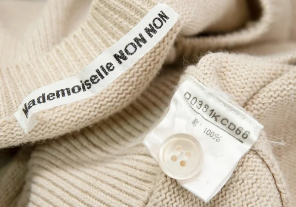 マドモアゼルノンノンMademoiselle NON NON ワンポイント刺繍クルーネックカーディガン ベージュM位 K-104084_016