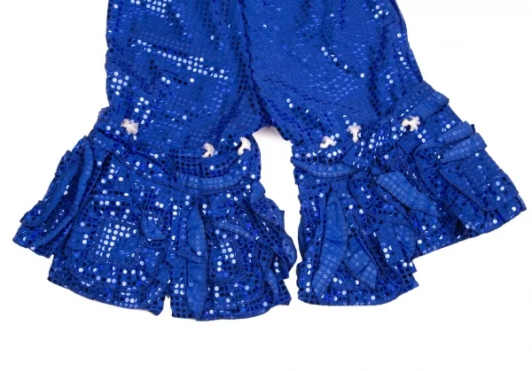 コムデギャルソンCOMME des GARCONS ドットスパンコール裾フリルクロップドパンツ 青S K-104099_010