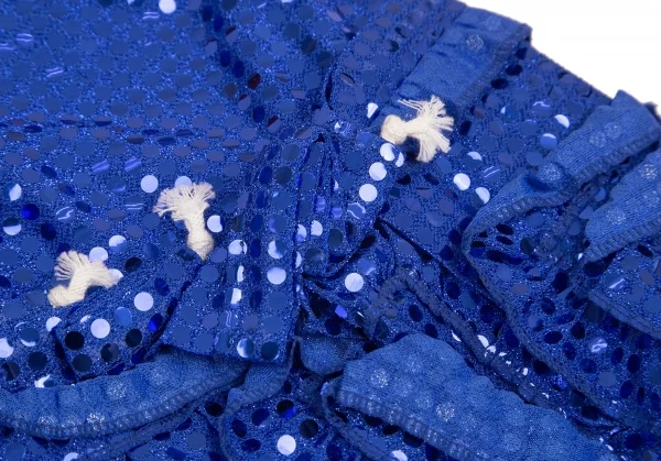 コムデギャルソンCOMME des GARCONS ドットスパンコール裾フリルクロップドパンツ 青S K-104099_011