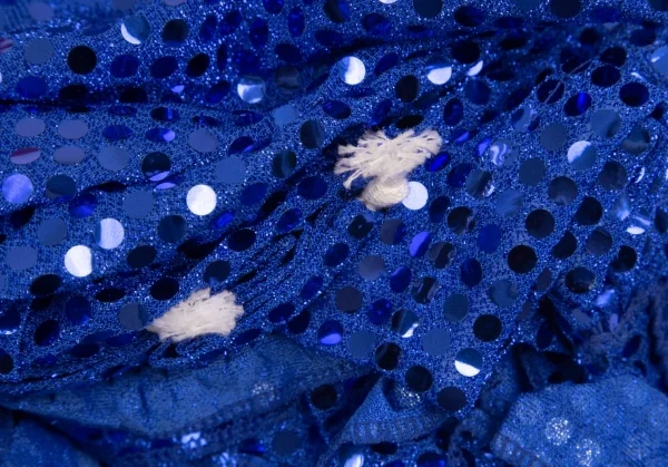 コムデギャルソンCOMME des GARCONS ドットスパンコール裾フリルクロップドパンツ 青S K-104099_013