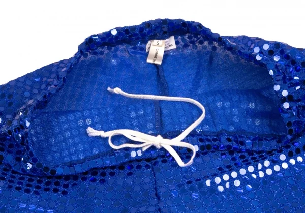 コムデギャルソンCOMME des GARCONS ドットスパンコール裾フリルクロップドパンツ 青S K-104099_003