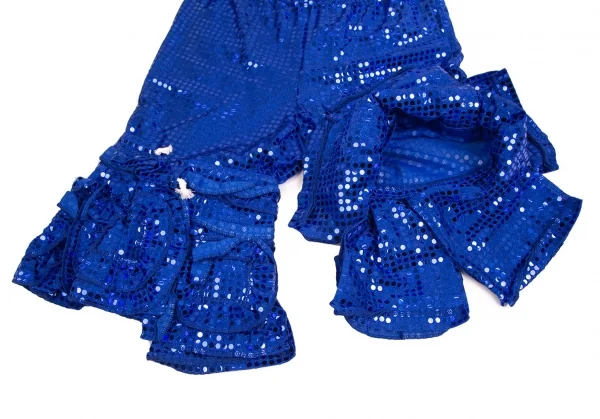 コムデギャルソンCOMME des GARCONS ドットスパンコール裾フリルクロップドパンツ 青S K-104099_007