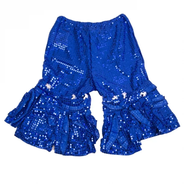 コムデギャルソンCOMME des GARCONS ドットスパンコール裾フリルクロップドパンツ 青S K-104099_008