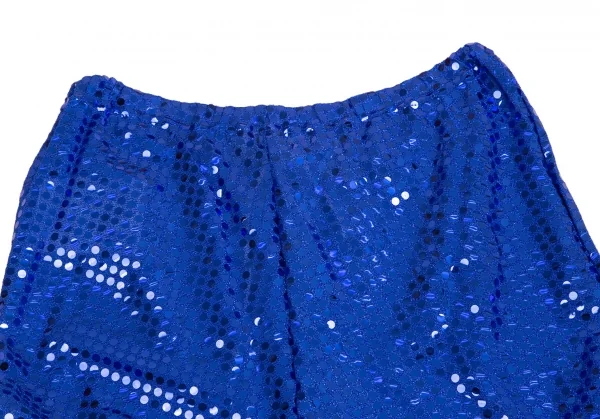 コムデギャルソンCOMME des GARCONS ドットスパンコール裾フリルクロップドパンツ 青S K-104099_009