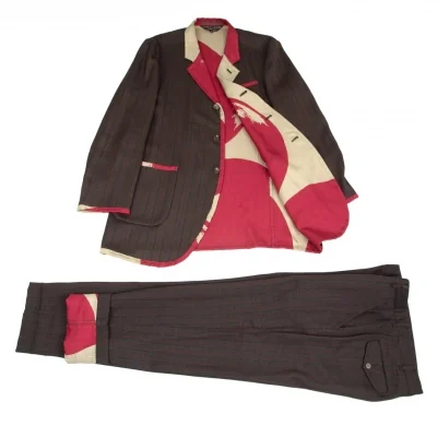 コムデギャルソン オムプリュスCOMME des GARCONS HOMME PLUS 裏アップルプリントヘリンボーンセットアップスーツ 茶赤他
