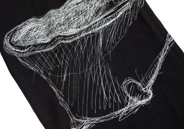 ヨウジヤマモト プールオムYohji Yamamoto POUR HOMME 朝倉優佳ウールギャバスカルドローイングプリントワイドパンツ 黒3 K-104140_007