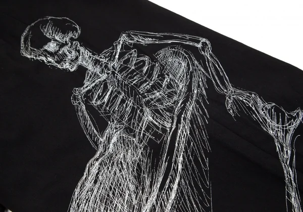 ヨウジヤマモト プールオムYohji Yamamoto POUR HOMME 朝倉優佳ウールギャバスカルドローイングプリントワイドパンツ 黒3 K-104140_008