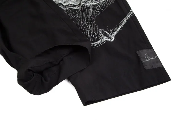 ヨウジヤマモト プールオムYohji Yamamoto POUR HOMME 朝倉優佳ウールギャバスカルドローイングプリントワイドパンツ 黒3 K-104140_009