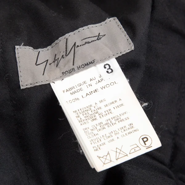 ヨウジヤマモト プールオムYohji Yamamoto POUR HOMME 朝倉優佳ウールギャバスカルドローイングプリントワイドパンツ 黒3 K-104140_016