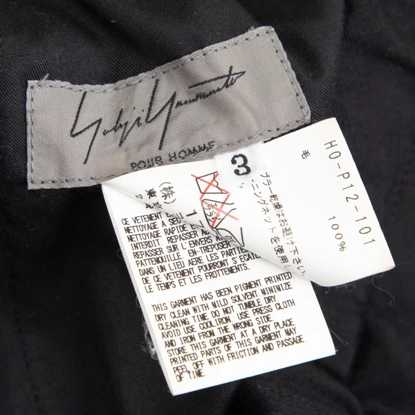 ヨウジヤマモト プールオムYohji Yamamoto POUR HOMME 朝倉優佳ウールギャバスカルドローイングプリントワイドパンツ 黒3 K-104140_017