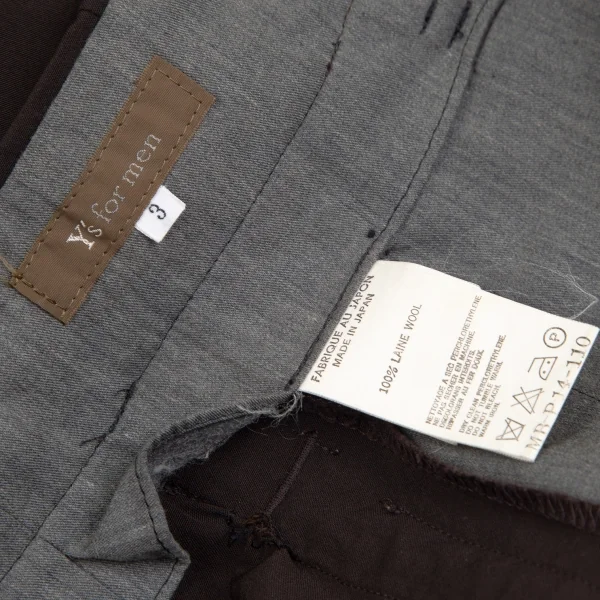 ワイズフォーメンY's for men ウールサイドラインワイドパンツ 茶3 K-104142_017