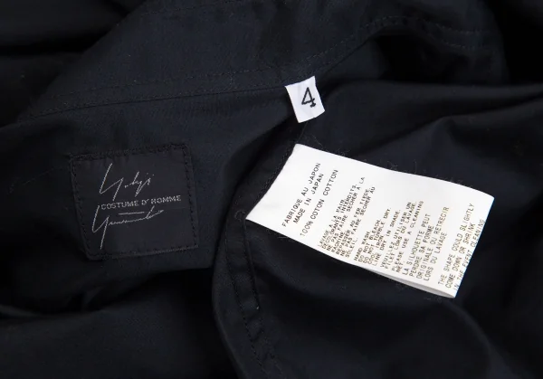 ヨウジヤマモト コスチュームドオムYohji Yamamoto COSTUME D' HOMME コットンブロードシャツ 黒4 K-104149_014