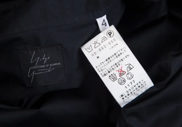 ヨウジヤマモト コスチュームドオムYohji Yamamoto COSTUME D' HOMME コットンブロードシャツ 黒4 K-104149_015