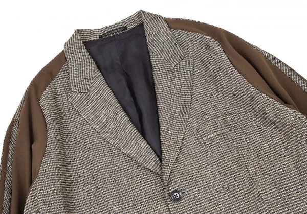 ヨウジヤマモト プールオムYohji Yamamoto POUR HOMME袖ジャージ切替ジャガードイチロージャケット 茶M K-104155_002