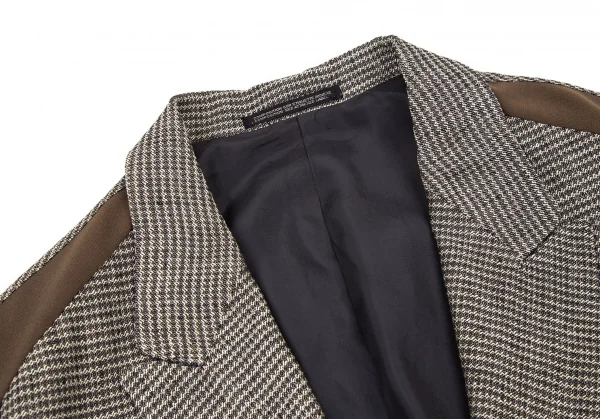ヨウジヤマモト プールオムYohji Yamamoto POUR HOMME袖ジャージ切替ジャガードイチロージャケット 茶M K-104155_003