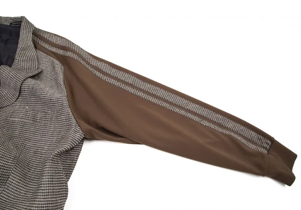 ヨウジヤマモト プールオムYohji Yamamoto POUR HOMME袖ジャージ切替ジャガードイチロージャケット 茶M K-104155_007