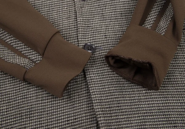ヨウジヤマモト プールオムYohji Yamamoto POUR HOMME袖ジャージ切替ジャガードイチロージャケット 茶M K-104155_008