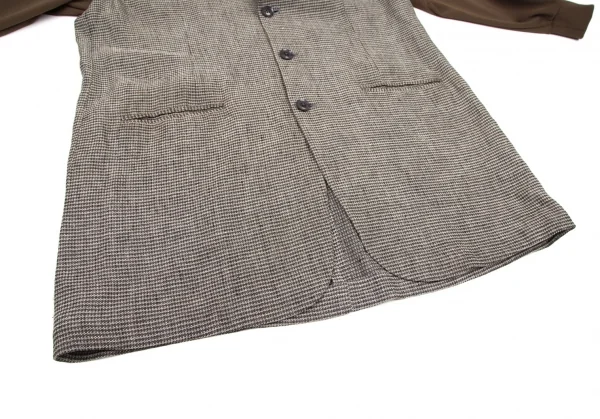 ヨウジヤマモト プールオムYohji Yamamoto POUR HOMME袖ジャージ切替ジャガードイチロージャケット 茶M K-104155_009