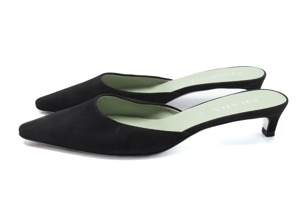 プラダPRADA スウェードポインテッドトゥサンダル 黒36.5(23.5位) K-104166_003