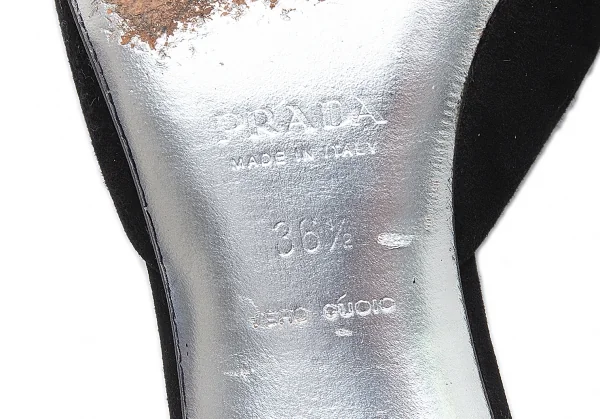 プラダPRADA スウェードポインテッドトゥサンダル 黒36.5(23.5位) K-104166_006