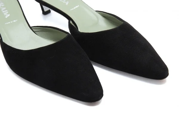 プラダPRADA スウェードポインテッドトゥサンダル 黒36.5(23.5位) K-104166_007