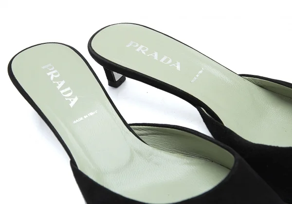 プラダPRADA スウェードポインテッドトゥサンダル 黒36.5(23.5位) K-104166_008