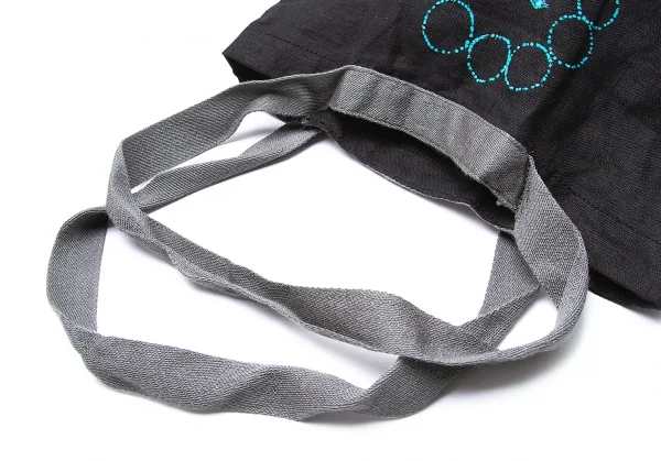 ミナペルホネンmina perhonen リネンビジュー装飾ドットロゴフロッキープリントトートバッグ 黒 K-104169_010