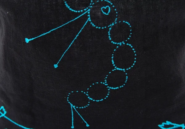 ミナペルホネンmina perhonen リネンビジュー装飾ドットロゴフロッキープリントトートバッグ 黒 K-104169_004