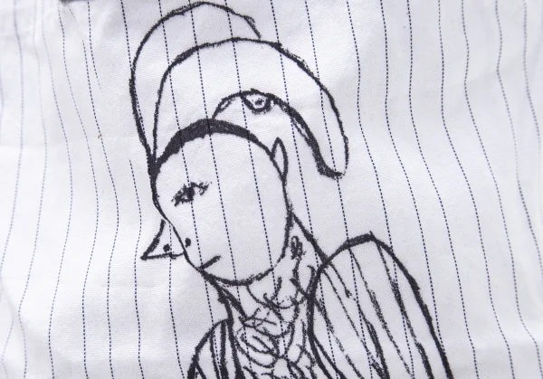 ミナペルホネンmina perhonen ビジュー装飾バードロゴフロッキープリントストライプトートバッグ 白 K-104171_006