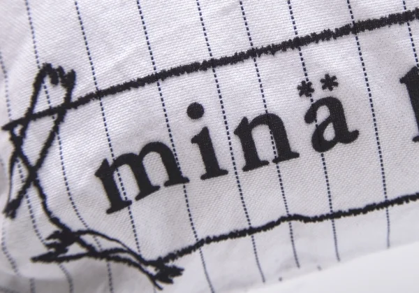 ミナペルホネンmina perhonen ビジュー装飾バードロゴフロッキープリントストライプトートバッグ 白 K-104171_009