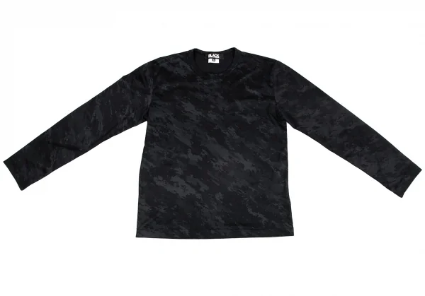 ブラックコムデギャルソンBLACK COMME des GARCONS カモフラプリントカットソー 黒グレーS K-104181_002