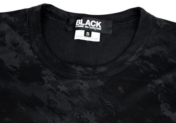 ブラックコムデギャルソンBLACK COMME des GARCONS カモフラプリントカットソー 黒グレーS K-104181_003