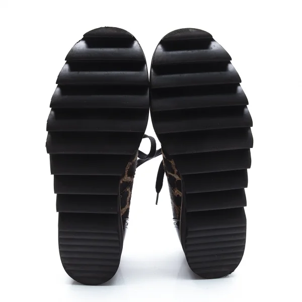 トリココムデギャルソンtricot COMME des GARCONS レオパードハラコ切替シャークソールウイングチップシューズ 黒ベージュ23.5 K-104186_007