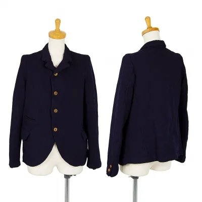 ローブドシャンブル コムデギャルソンrobe de chambre COMME des GARCONS ポリ縮絨チェンジポケット4Bジャケット 紺