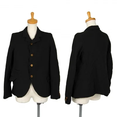 ローブドシャンブル コムデギャルソンrobe de chambre COMME des GARCONS ポリ縮絨チェンジポケット4Bジャケット 黒
