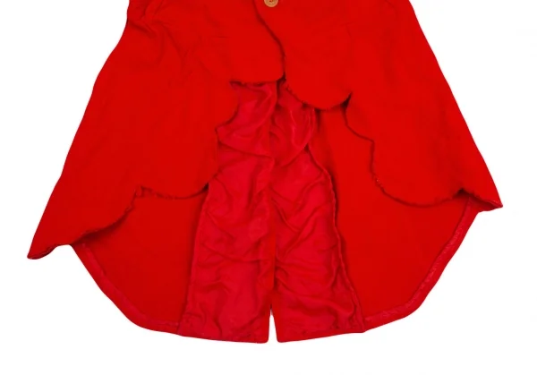 ローブドシャンブル コムデギャルソンrobe de chambre COMME des GARCONS ポリ縮絨裾ラウンドカットデザインモーニングジャケット 赤L K-104193_010