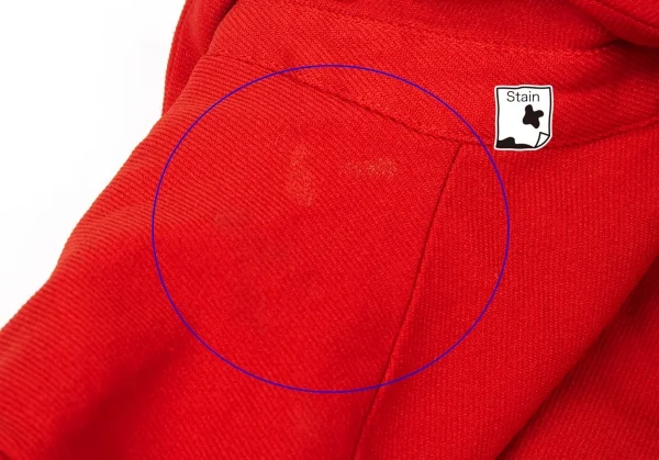 ローブドシャンブル コムデギャルソンrobe de chambre COMME des GARCONS ポリ縮絨裾ラウンドカットデザインモーニングジャケット 赤L K-104193_014