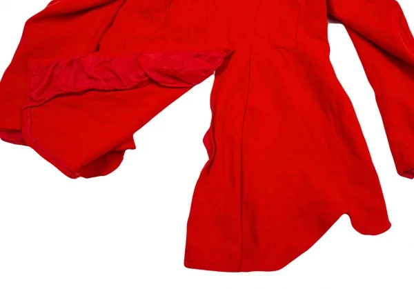 ローブドシャンブル コムデギャルソンrobe de chambre COMME des GARCONS ポリ縮絨裾ラウンドカットデザインモーニングジャケット 赤L K-104193_016