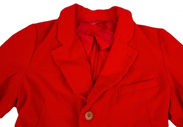 ローブドシャンブル コムデギャルソンrobe de chambre COMME des GARCONS ポリ縮絨裾ラウンドカットデザインモーニングジャケット 赤L K-104193_003