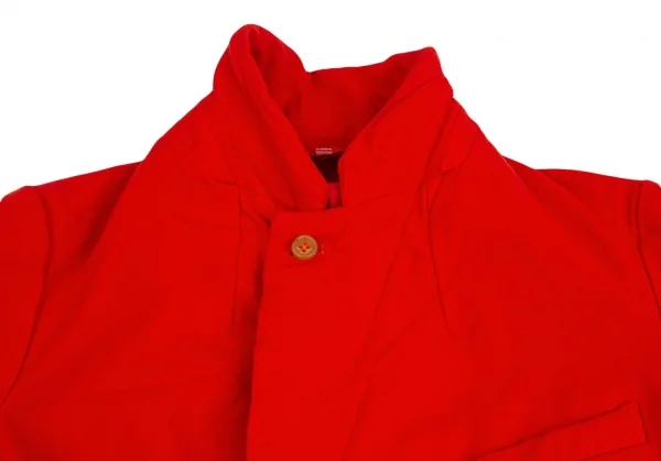 ローブドシャンブル コムデギャルソンrobe de chambre COMME des GARCONS ポリ縮絨裾ラウンドカットデザインモーニングジャケット 赤L K-104193_004